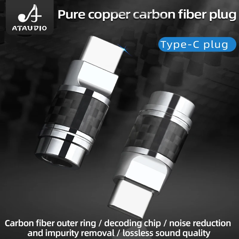 1PCS Carbon Fiber Rhodium Plated Type-C USB C High End USB Connector Male Plug Solder Type USB-C for DIY USB Audio Cable