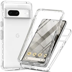 Clear Full Body Rugged Protective Phone Case For Google Pixel 7 Pro, Built-in Screen Protector Fit Pixel 7/7A Phone Case