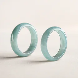 Inner Diameter 16m-23mm Natural Old Pit A-grade Jade Blue Water Ring For Men's Gifts With Ice Type Jadeite Jewelry Drop Shipping