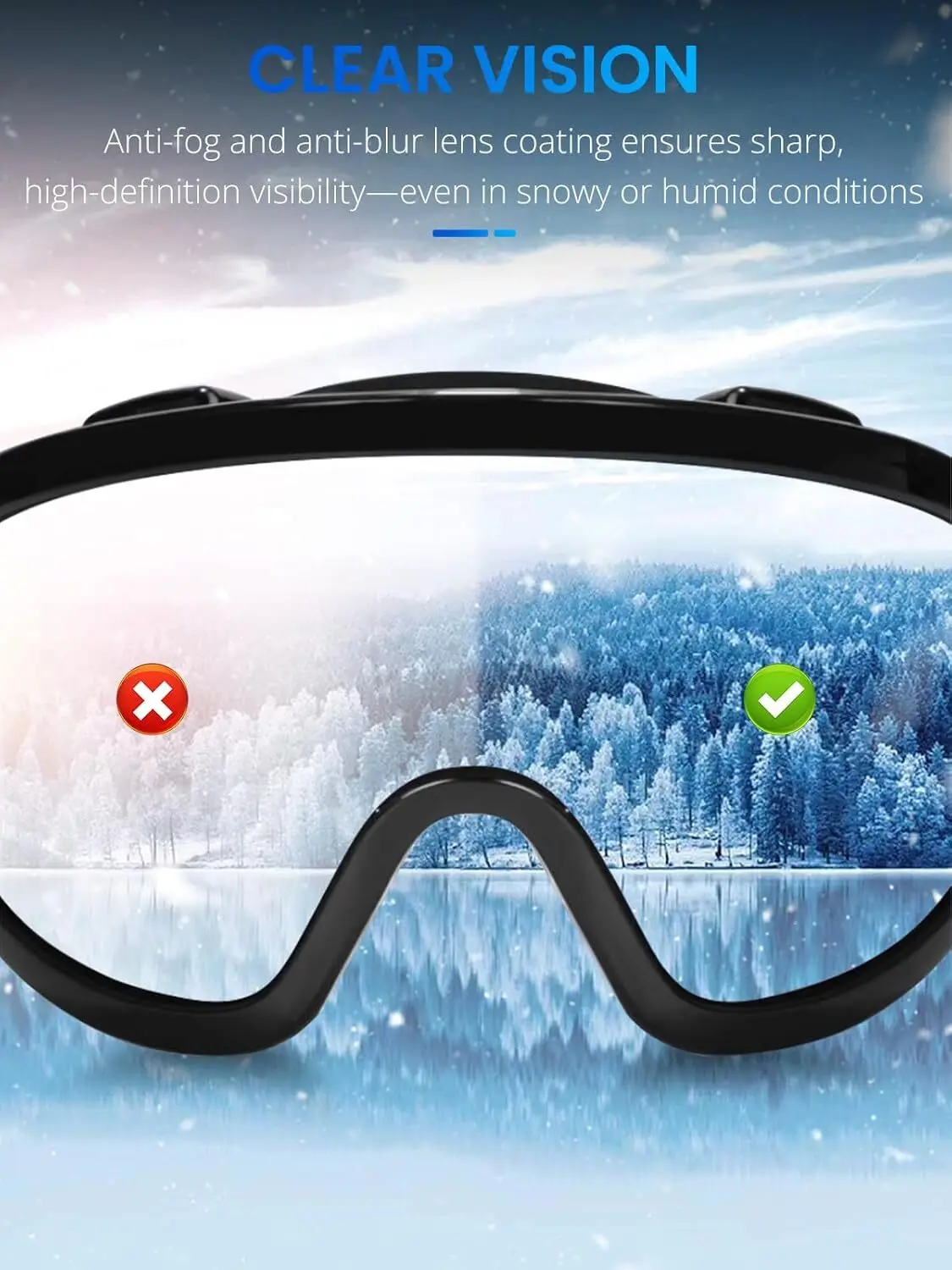 نظارات التزلج على الجليد مع حماية من الأشعة فوق البنفسجية 400 - خوذة مضادة للضباب متوافقة مع عربات الثلج والتزلج على الجليد والتنزه سيرًا على الأقدام #3