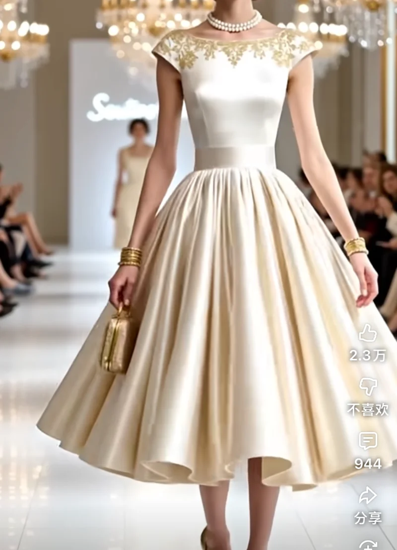 

Customized Elegant Floral Backless Dress Rhinestone Nail Bead Pleated for Wedding Birthday Communion - Women's Fashion Dress