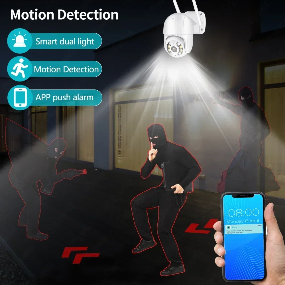 ICsee Security Camera 8MP 5MP WIFI Outdoor 4X Zoom Auto Tracking Security Protection Monitor Smart Home CCTV Video Surveillance