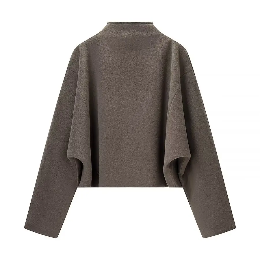 

Повседневное универсальное шерстяное пальто для женщин ZR, осеннее новое модное индивидуальное простое пальто для отдыха из полиэфирного волокна