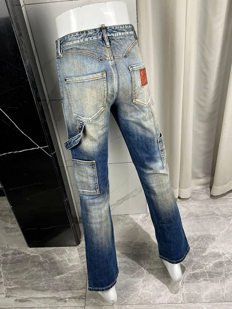 

Straight Leg Men's Jeans 26D2 Vintage Proced High End Faion Urban Sle Tourist Scenarios mid Waist Long Pants