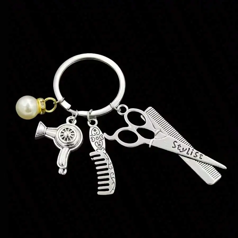 Y2K Retro Hairdressing Scissors Keychain, Metal Keyring, Wallet, Backpack, Car Key Chain Pendant, Gift Gifts For Mother, Father, view 2