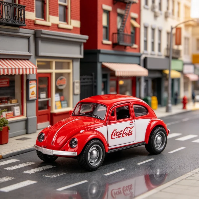 1:38 Retro-style alloy die-cast car model, metal car with opening doors, vintage desktop decoration and collectible