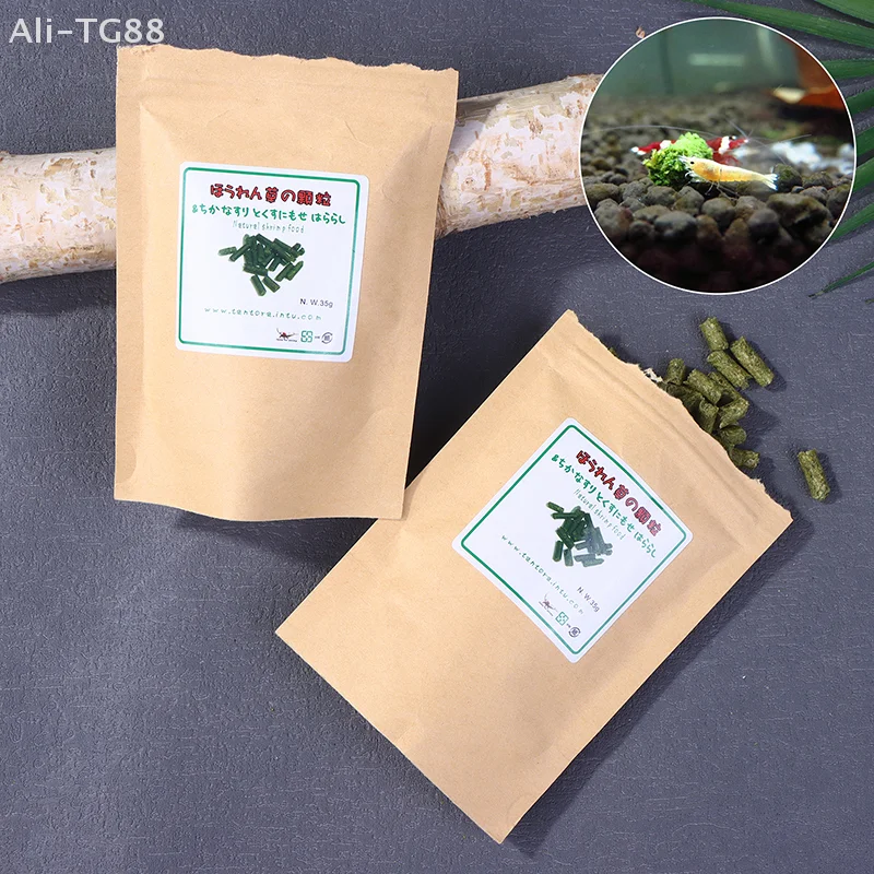 1 Bolsa de 35g de Alimento para Camarones Rojos Cristalinos, Ingredientes Naturales de Espinaca, Alimento para Camarones de Acuario, para Mascotas Acuáticas