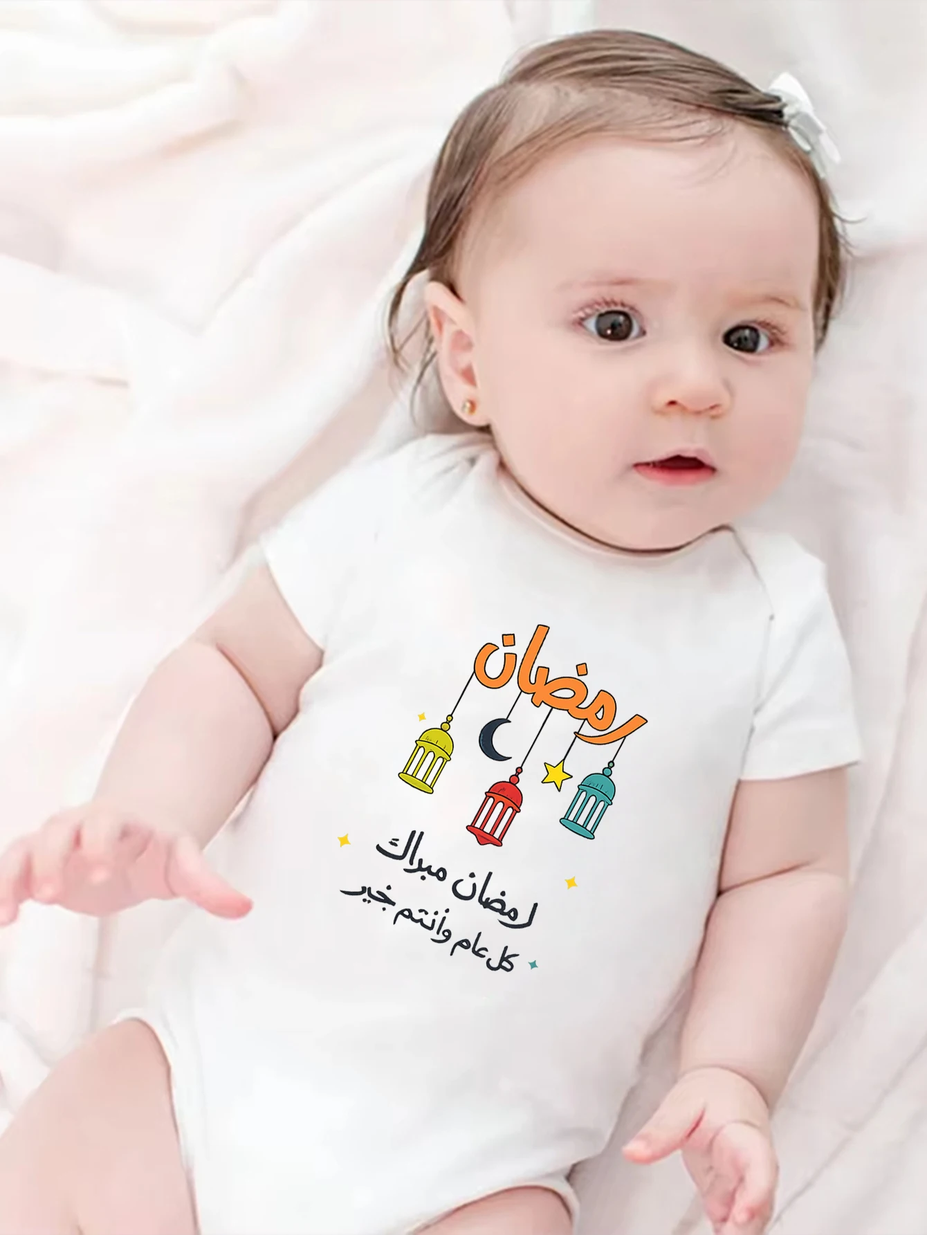 

Детский комбинезон-треугольник для новорожденных на Рамадан, с принтом, летняя праздничная одежда для малышей, подарок на Рамадан, одежда для ползания