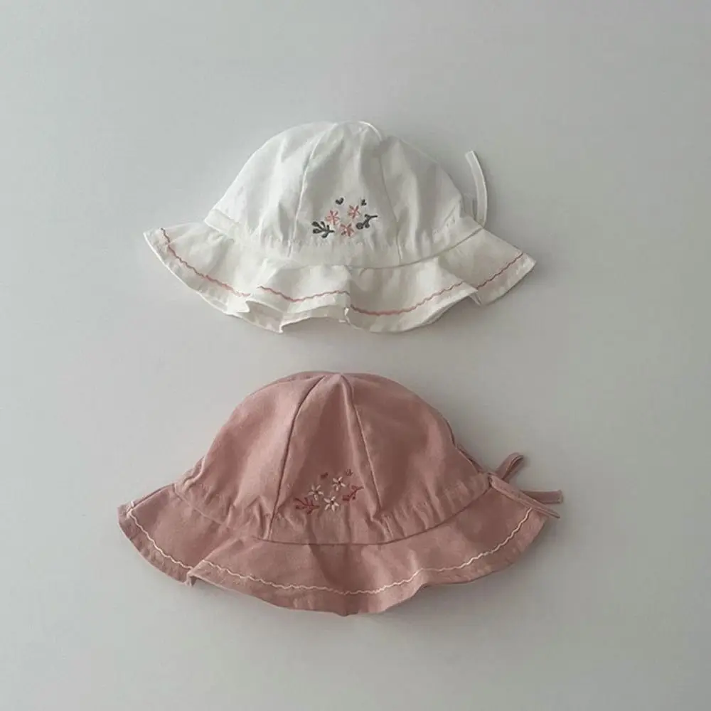 

Soft Flower Infant Bucket Hat Love Heart Pleated Baby Sunhat Sunscreen Wide Brim Toddle Fisherman Hat Kid