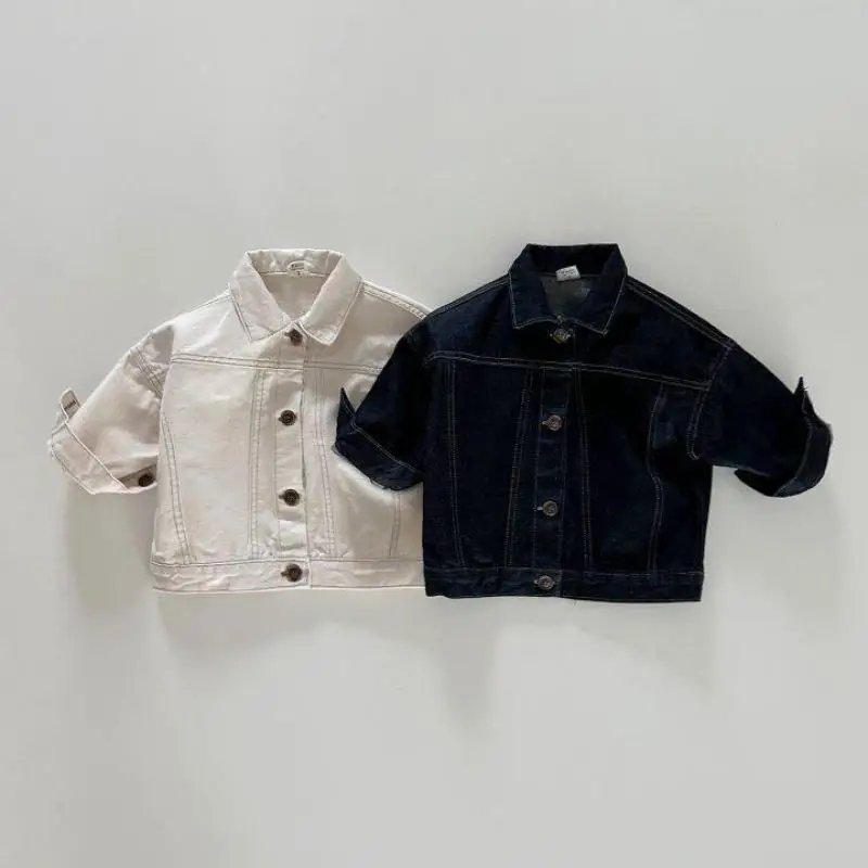 Autumn New Children Long Sleeve Denim Coat Solid Boys Jacket Baby Girl Casual Coat Infant Single Breasted Outerwear Kids Clothes 3