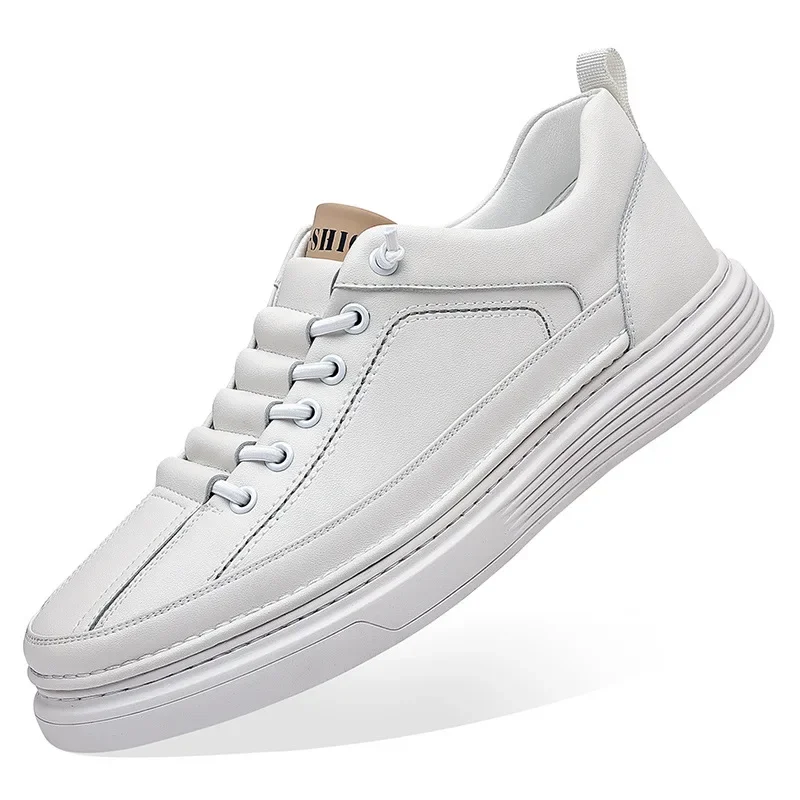 

Кроссовки мужские из коровьей кожи, повседневная спортивная обувь, дизайнерские, черные, белые, на шнуровке, весна-осень