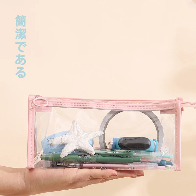 Transparent Pencil Case Candy Color Pencil Bag For Kids Girls Gift Office School Supplies Kawaii Stationery Nylon Pencilcase