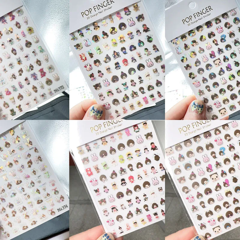 6pcs Cartoon Anime Monqiqi Nail Art Sticker Notebook Planner Decals 5D Embossed Nail Stickers