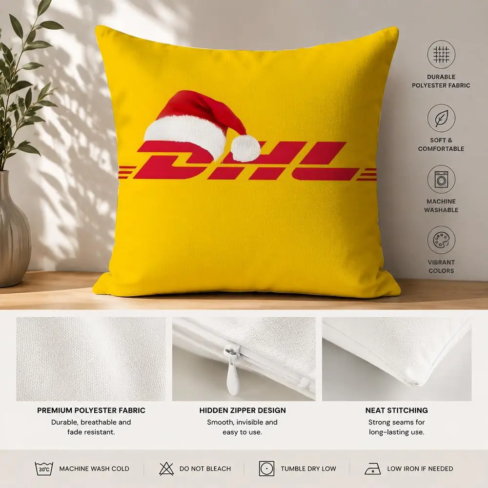 D-DHL Hot E-Express Logo Cushion Cover 40x40cm Square Decorative Sofa Cushion Cover Bedroom Living Room Home Decor Gift
