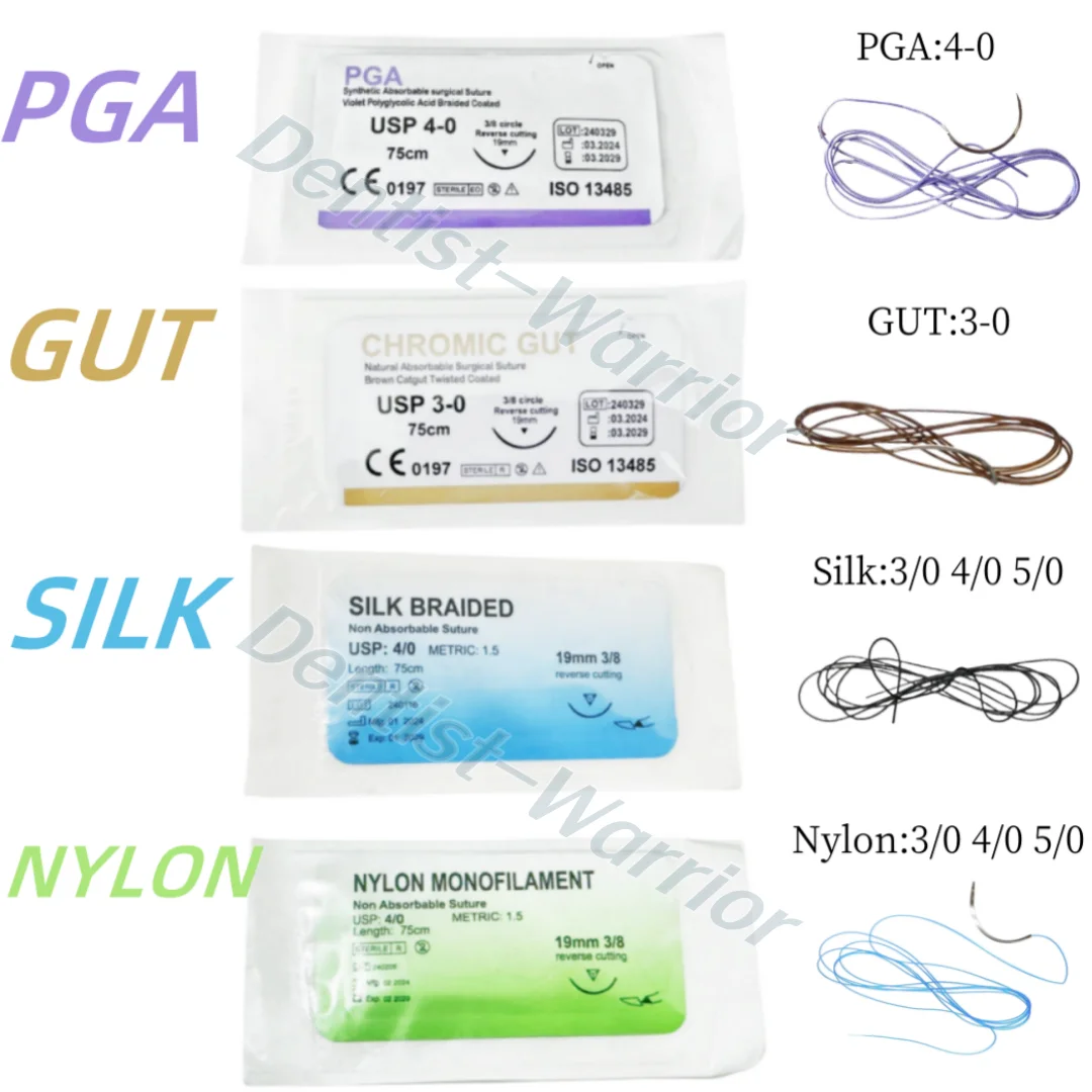 Dental Synthetic Oral Surgical Suture Violet PGA 4-0 75cm 3/8 Reverse Cutting 19mm Dentist Practice