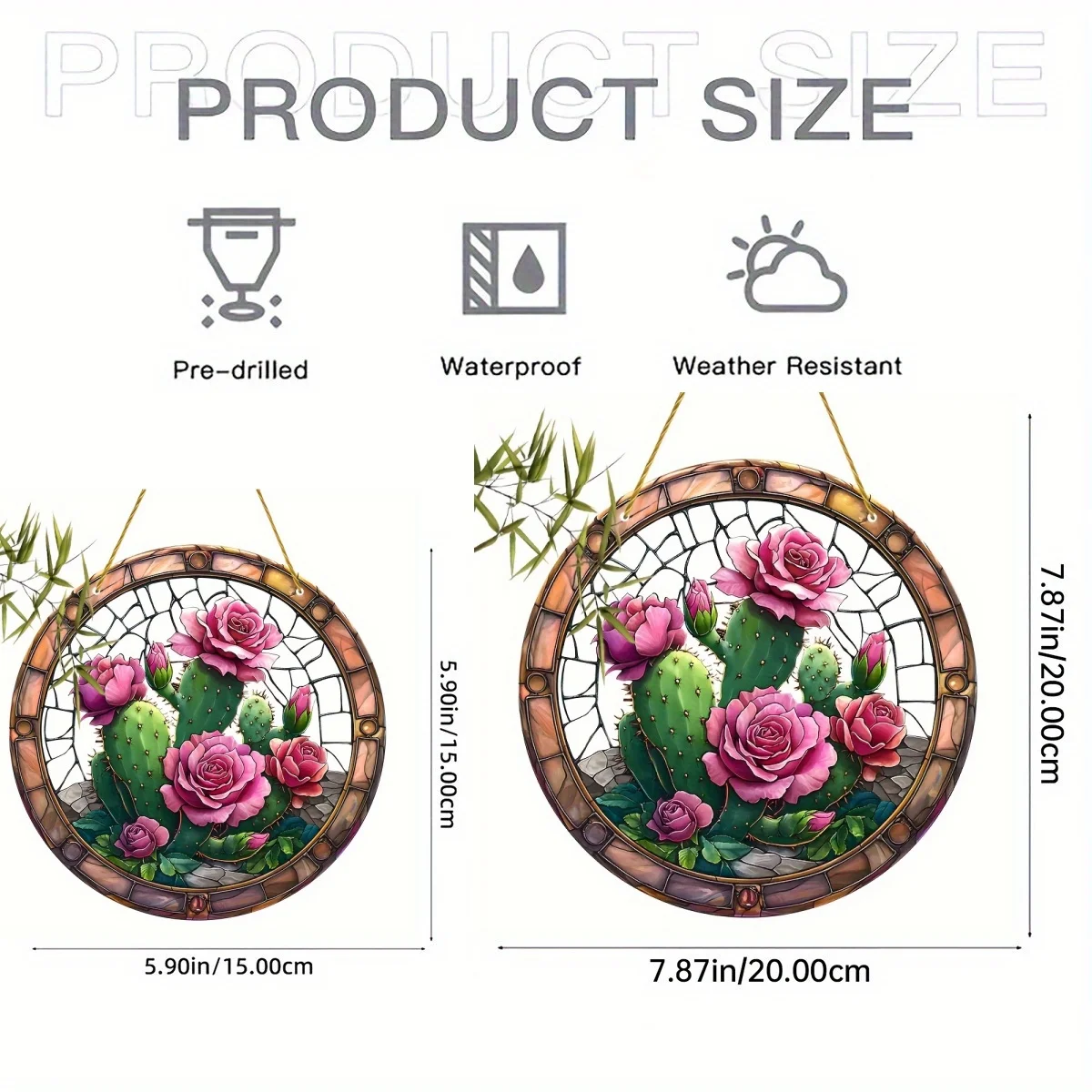 Flower Theme Window Hanging, Round Acrylic Sky Suncatcher for Wall Window Horticultural Ornaments, Home Room Yard Decor