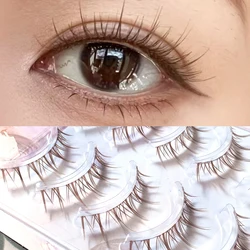 Natural Looking Brown Color False Eyelashes Fairy Style Handmade Eye Lashes Soft Clear Band Brown Eyelash Extension Daily Nude