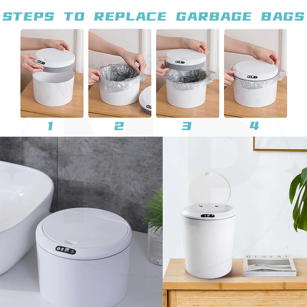 3L/5L Smart Sensor Desktop Trash Can Automatic Vehicle-mounted Waste Bin Car Storage Bucket Ashcan Low Noise Garbage Buckets