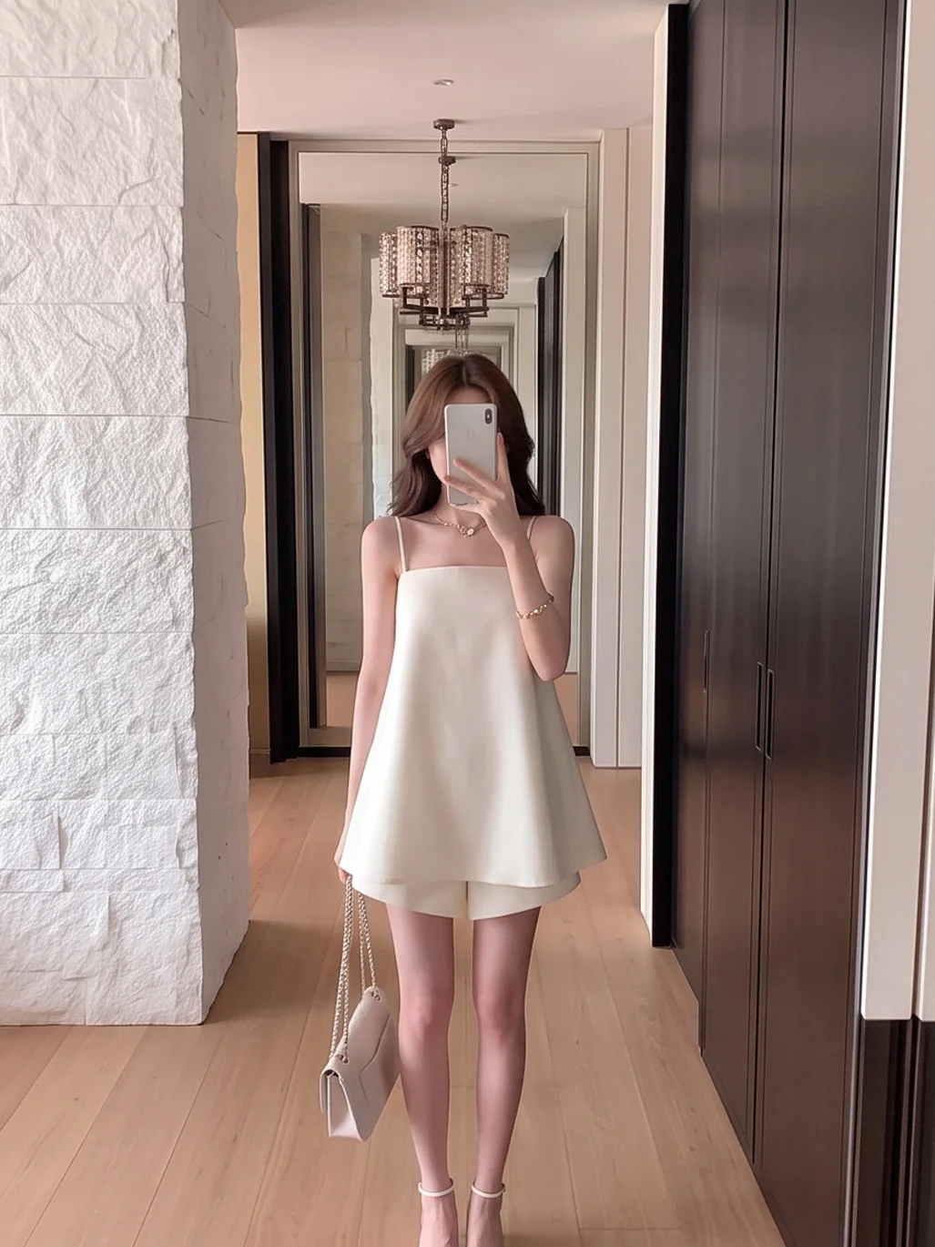 Summer New Loose Vacation Women's Outfit Two-Piece Set Money Bag Style Top Shorts Casual Fashion Polyester Fiber No Sleeve