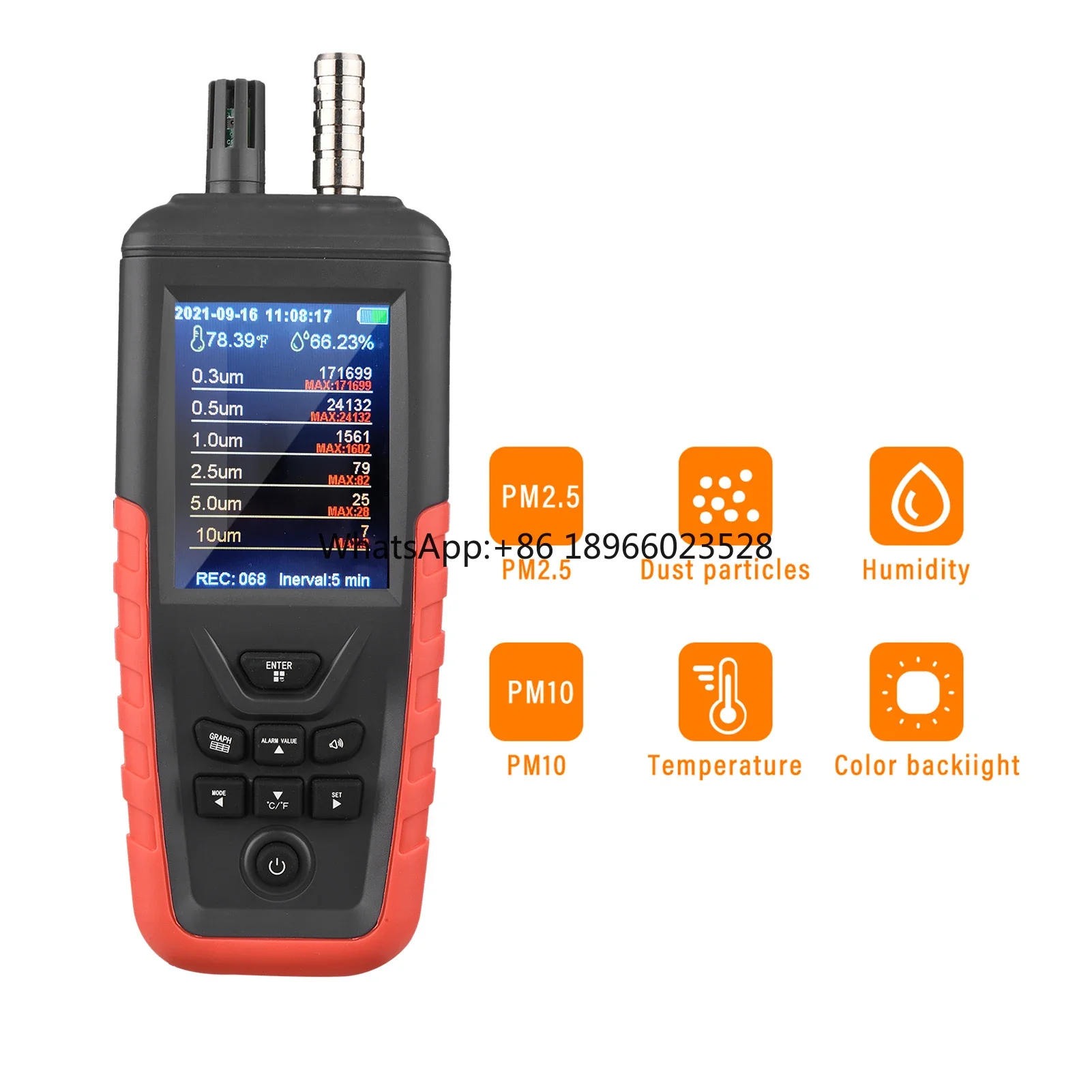 

TC-8200 Dust Particle Counter PM2.5 PM10 Detector Dust Concentration Tester Temperature Humidity Meter For 100-class Clean Room