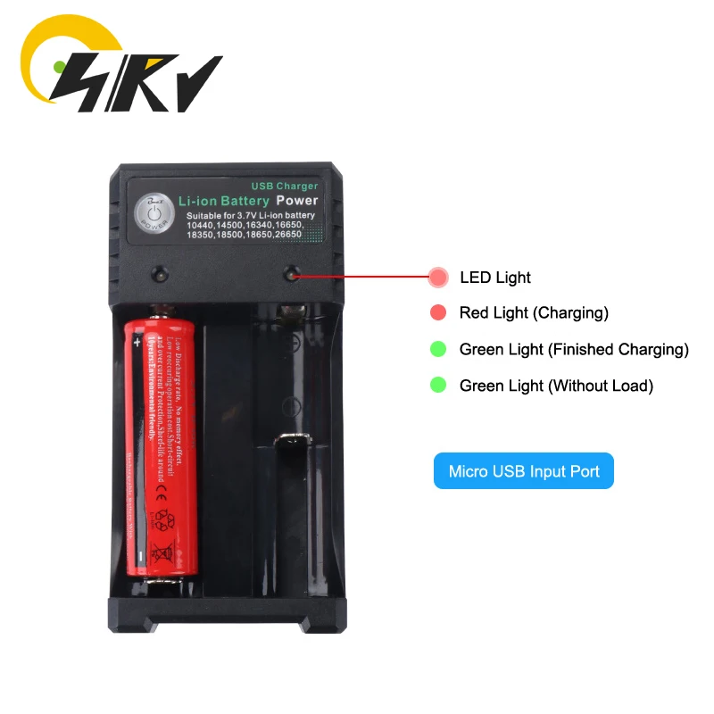 USB Charger สำหรับ3.7V แบตเตอรี่ Li-Ion 10440 14500 16340 16650 18350 18500 18650 26650อเนกประสงค์พร้อม Micro USB อินพุต