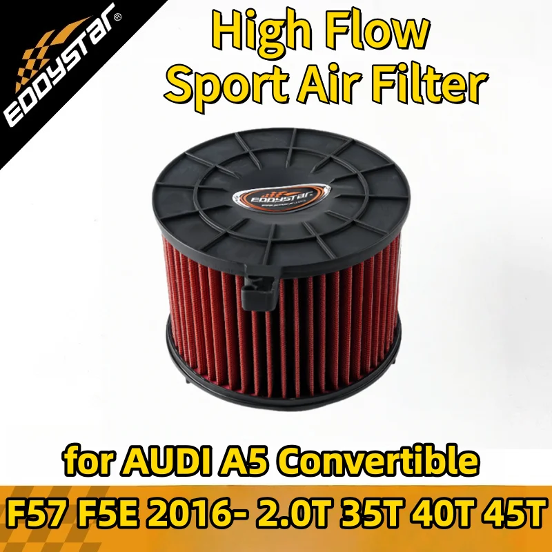 

High Flow Sport Air Filter for AUDI A5 Convertible F57 F5E 2016- 2.0T 35T 40T 45T Mild Hybrid Washable Racing Intake Filters
