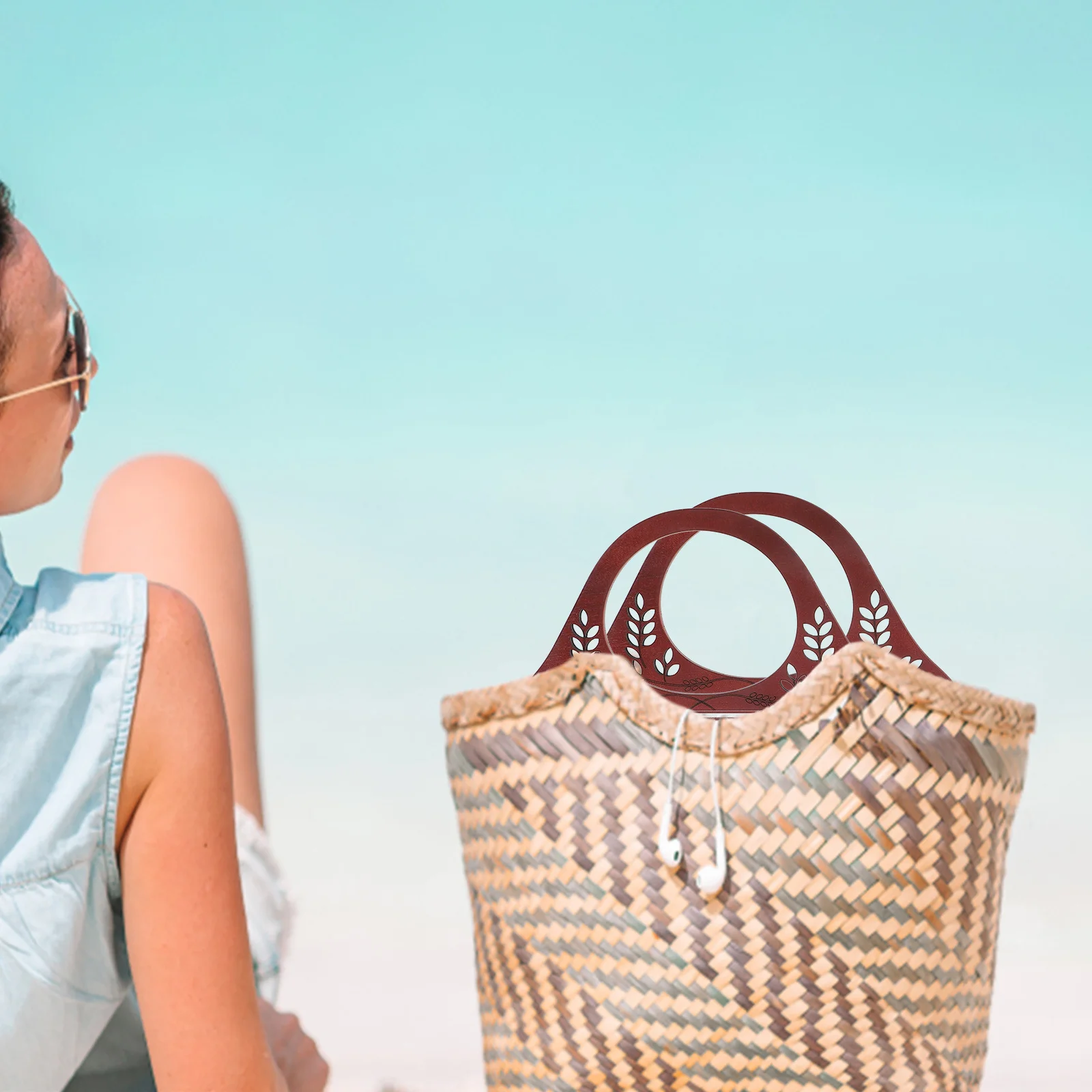 

2 pcs Wooden Handbag Color Wooden Replacement Diy Handle Bag Replacement Handles for DIY Delicate Bag Handle Travel Shopping