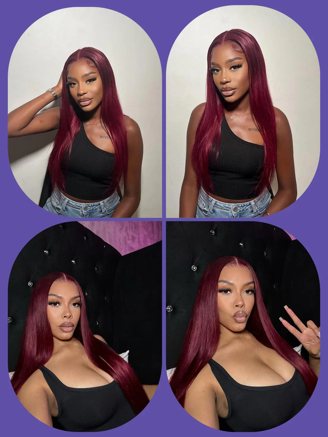 Burgundy Bone Straight Hair 13X6 HD Lace Frontal Wig Human Hair Wigs Pre-Plucked Remy 99J Red 13x4 Lace Front Human Hair Wigs