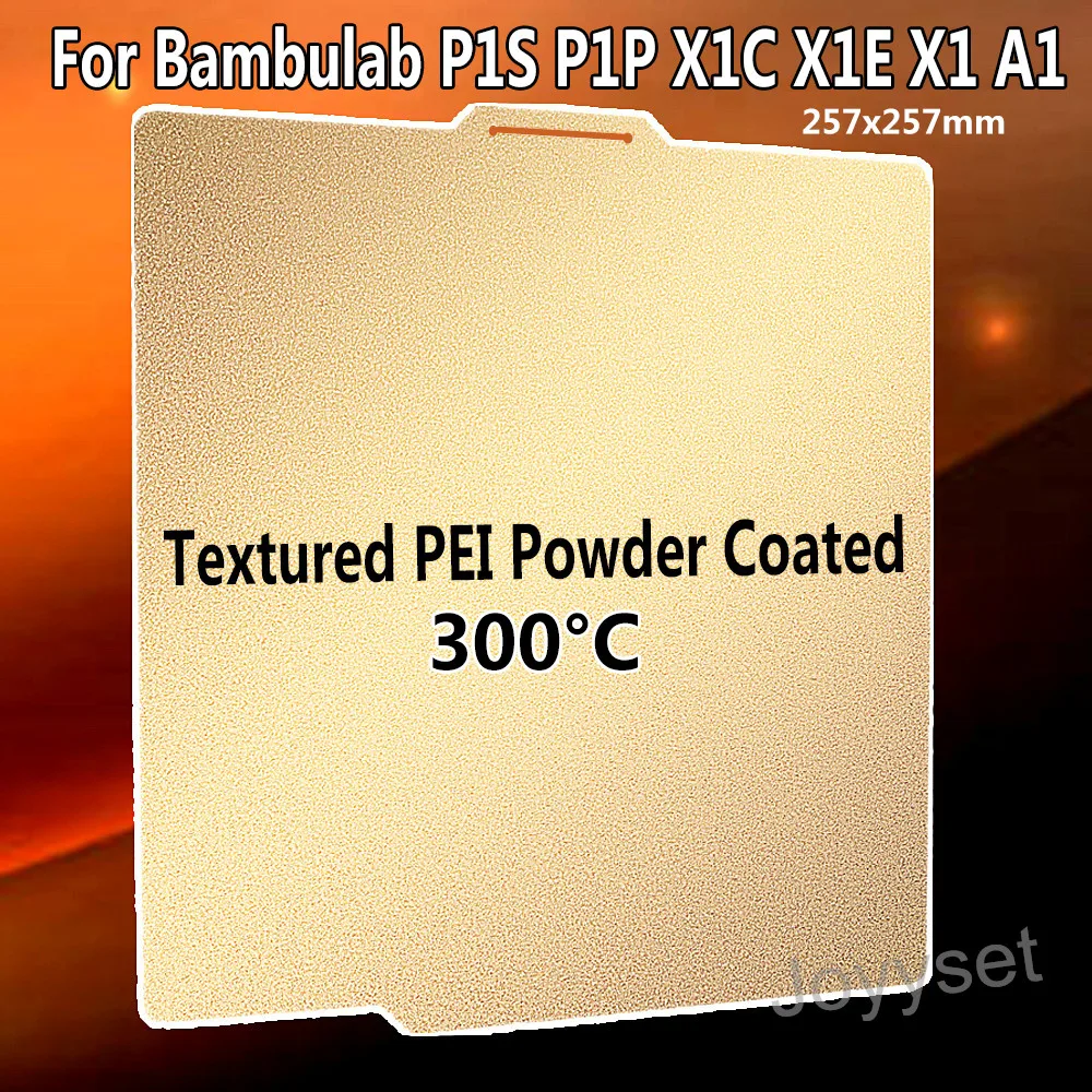 

Для Bambu Lab PEI листовая пластина с порошковым покрытием A1 P1S X1 X1C P1P X1E 257x257 мм Текстурированный лист пружинной стали для Bambulab p1s