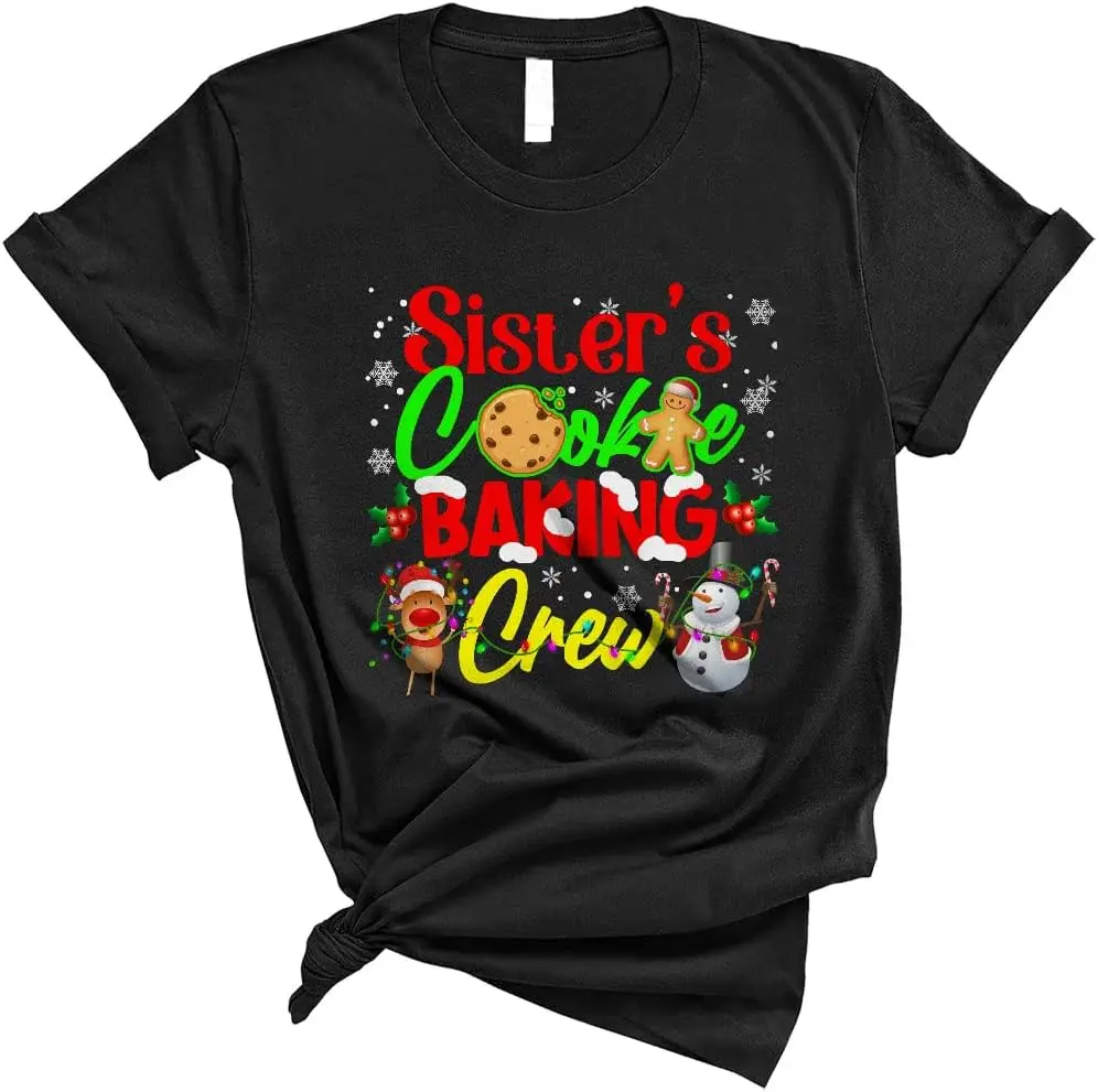 Sister's Cookie Baking Crew Funny Cute Christmas Lights Santa Cookie Baker Family Group Unisex T-Shirt