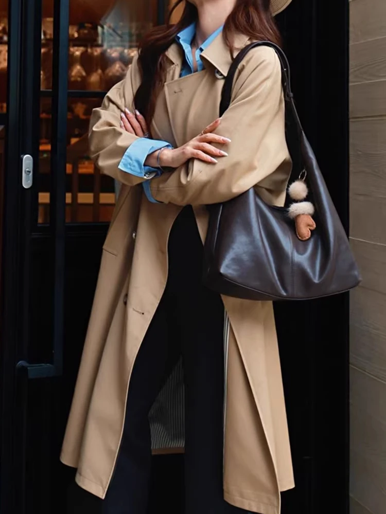 Fashion Simple Retro Genuine Leather Women Tote Bag\Handbag Real Leather Lady Underarm Shoulder Crossbody Commuter Bag Big