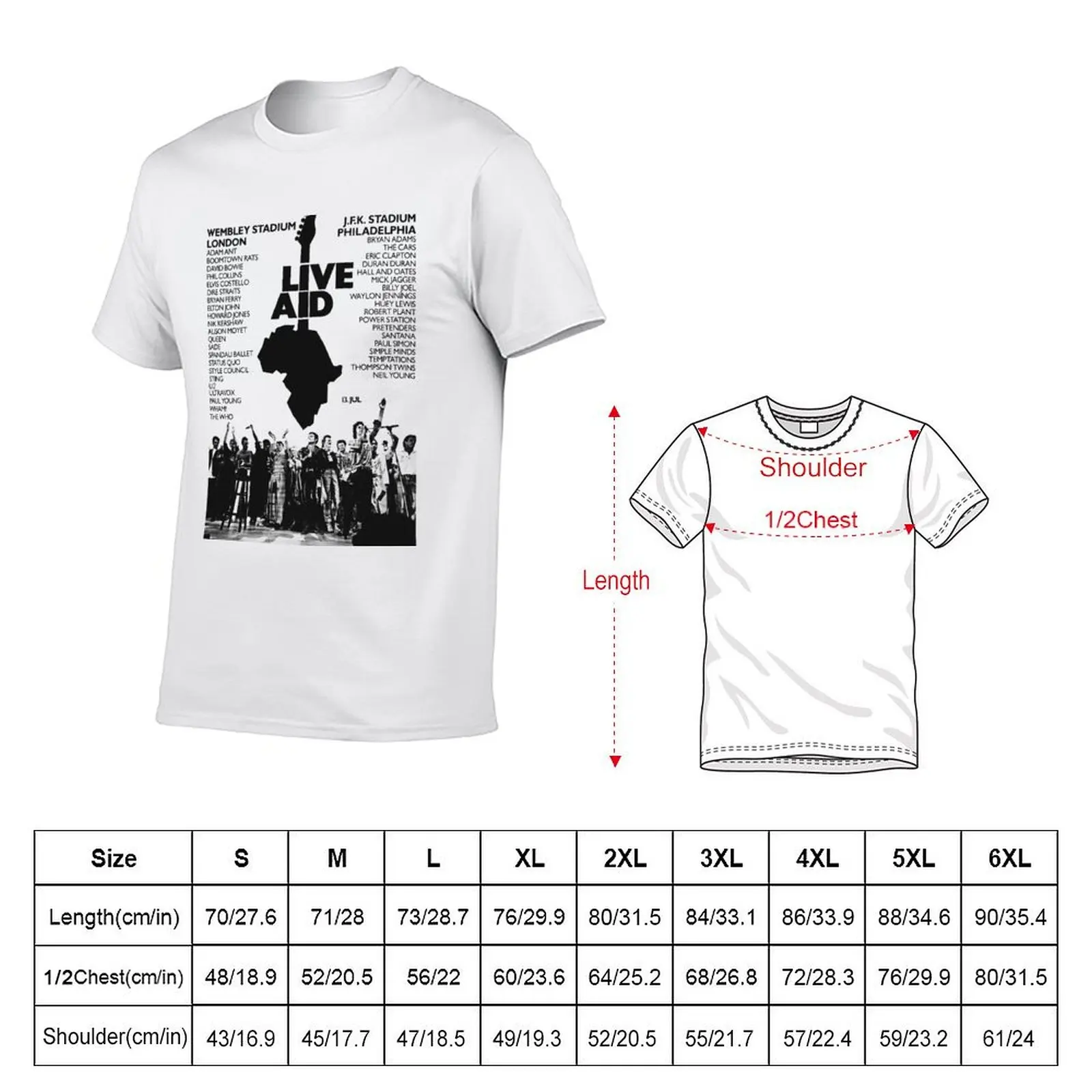 Live Aid '85 Halftone Artwork T-Shirt Streetwear Print Tee Shirt