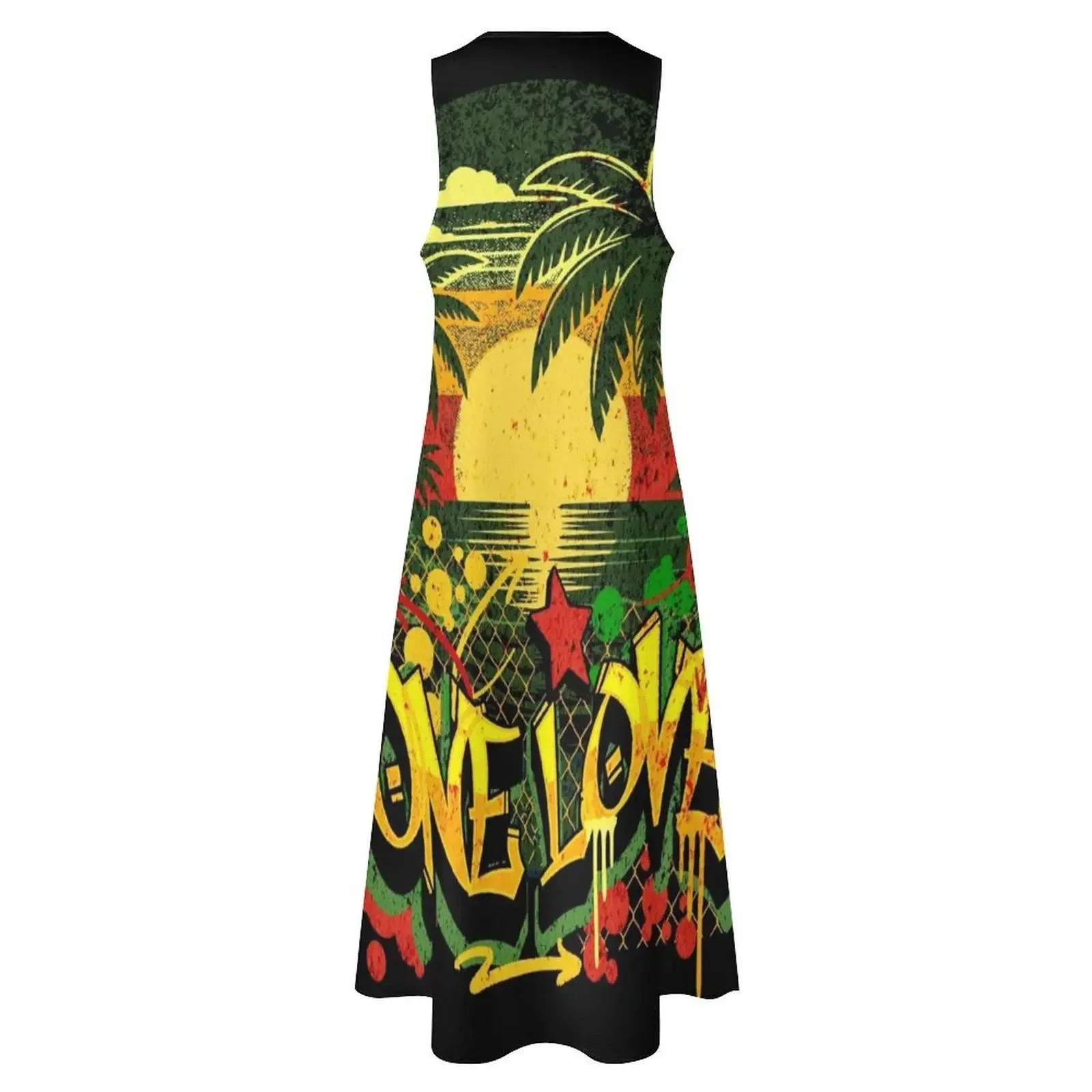 One Love jamaïcain coucher de soleil longue robe robes pour bal femme robes robe d'été femmes 2025 vêtements d'été robe