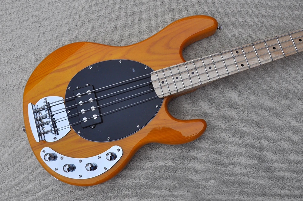 4/5 Strings Natural Wood Color Electric Bass Guitar with Ash Body,Maple Fretboard