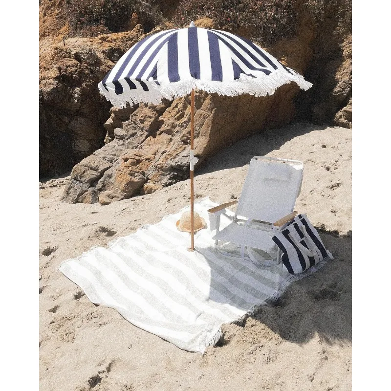 Holiday Umbrella Boho Beach Umbrella with White Tassels 1