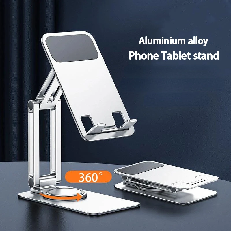 Suporte Giratório Do Telefone De Mesa De Metal, Suporte Portátil Dobrável Universal, Mesa Ajustável Suporte Plano, iPhone, iPad, Xiaomi, 360 °