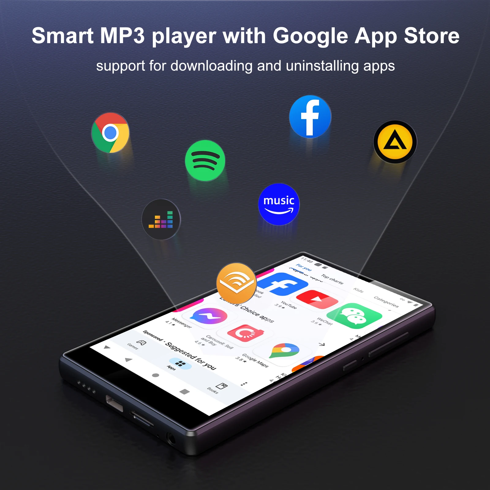 Android 13 MP3 Player 5'' Touch Screen WiFi Bluetooth 32GB/96GB Video Player Support Spotify Portable HiFi Lossless Music Player