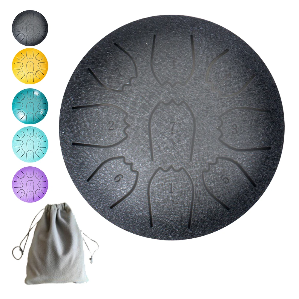 Mini Chakra Drum 4 Inches 9 Notes Waterproof Steel Tongue Drum Ethereal Hand Pan Ideal for Yoga & Prenatal Education