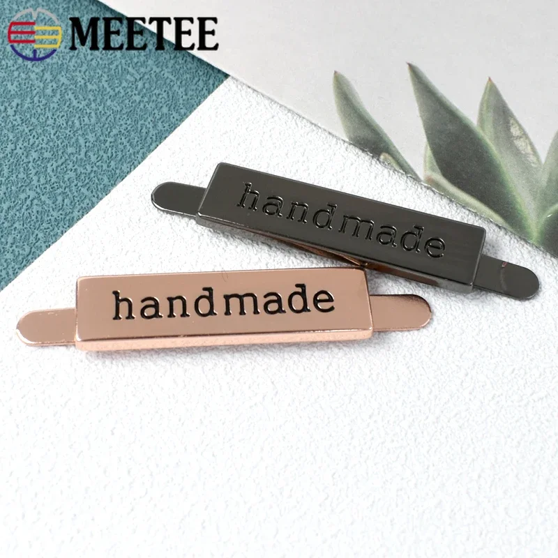 5/10/20Pcs Meetee 36*10mm Metal Bag Labels Handmade Tag Custom Label for Clothes Purse Handcraft Tags Decorative DIY Accessories