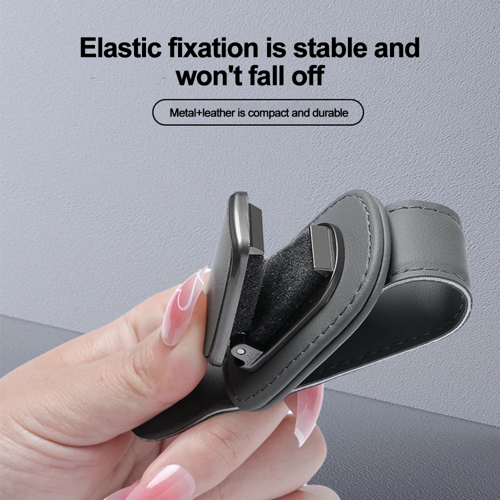 Universal Car Sunglasses Holder Magnetic Eyeglass Hanger Clip Magnetic Leather Eyeglass Hanger Clip Car Accessories image 5