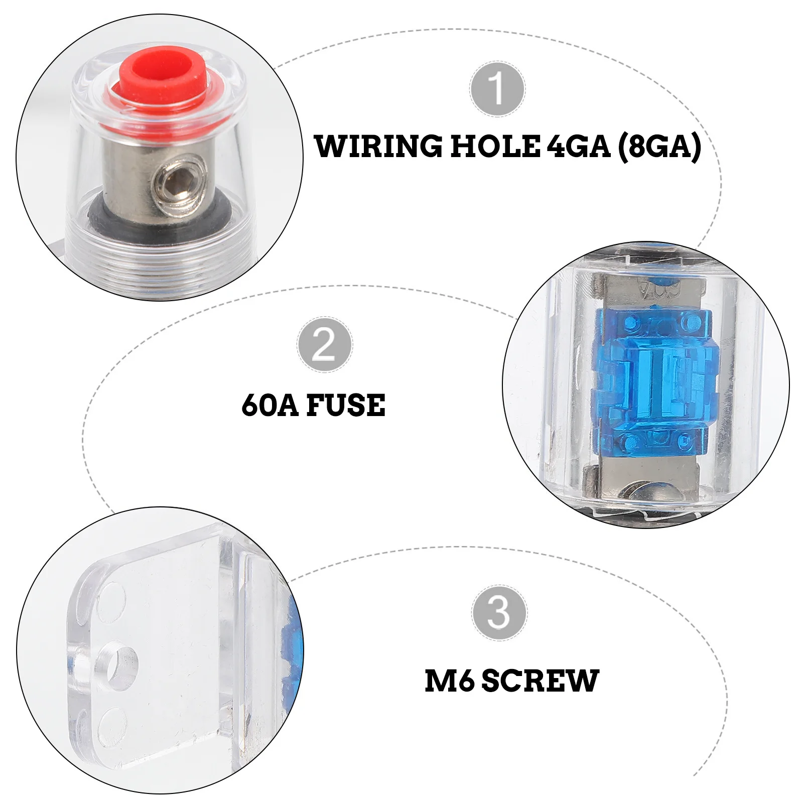 

Zinc Alloy Fuse Holder Polycarbonate Shell High Temp Resistant Car Audio Speaker Power Cord Cable Base Long Use Simple