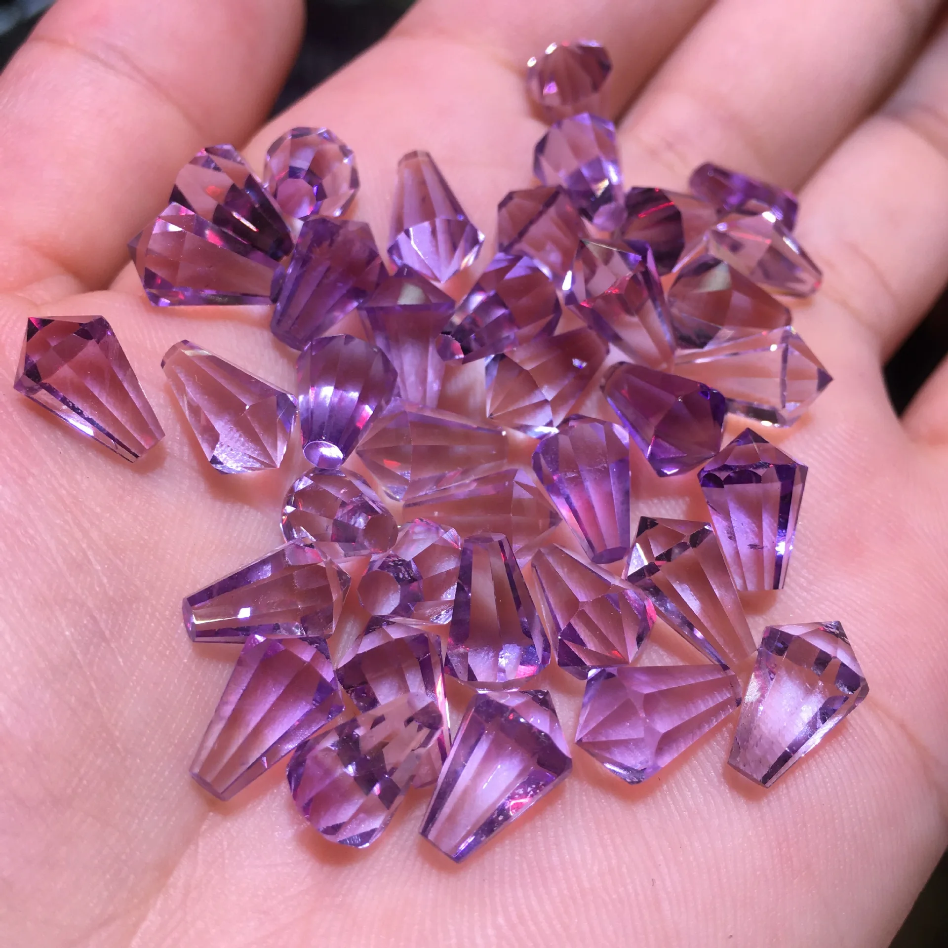 Wholesale 10pcs Genuine Amethyst Bead Pendant 7x11mm Hand Cutting Brilliant-cut Semi-Precious Gemstone Cabochon Ring Face