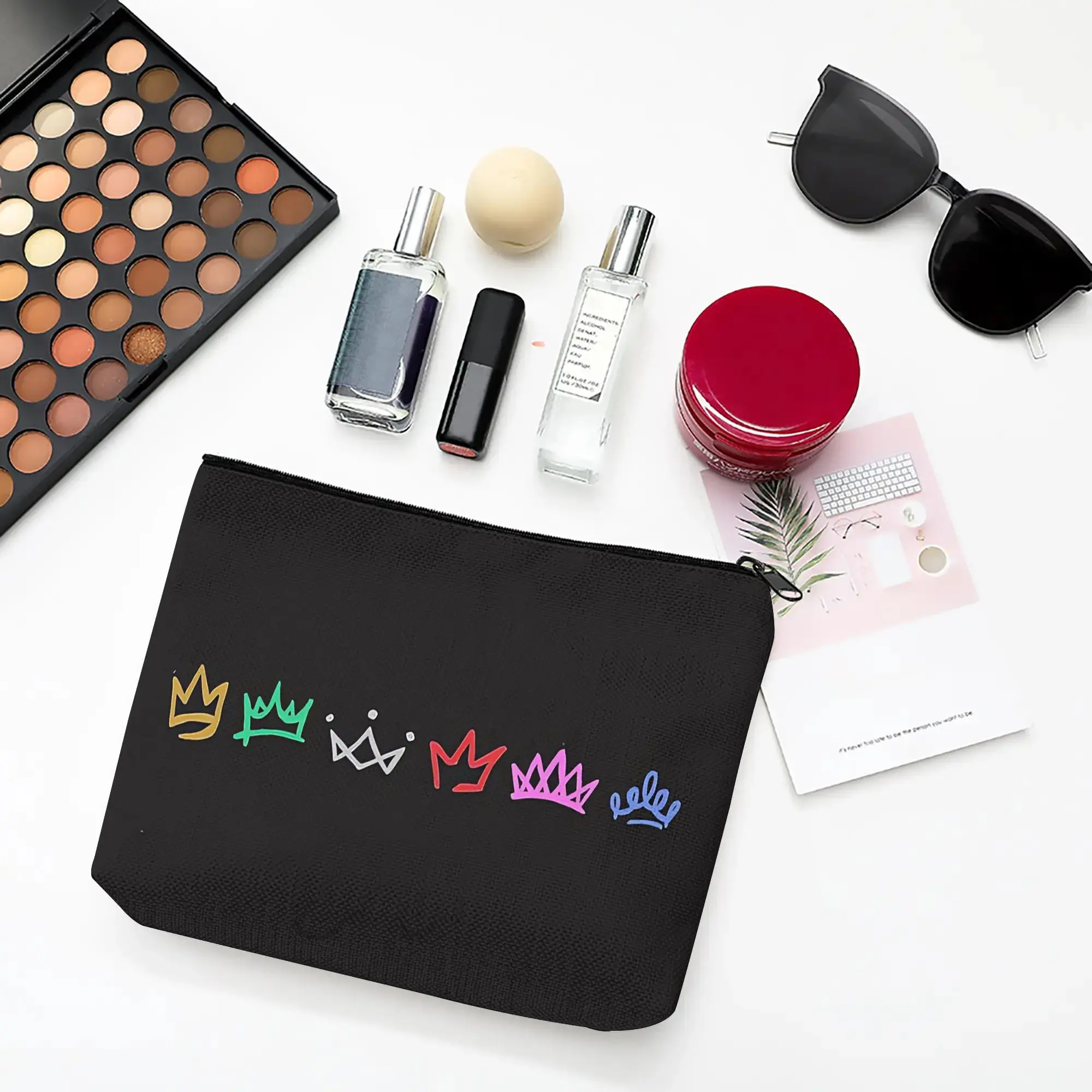 1 Piece of Musical Theater Six Queens Printed Makeup Bag - Multifunctional Zipper Pouch for Women, Perfect Travel Zipper Storage Bag, Fun Birthday Gift