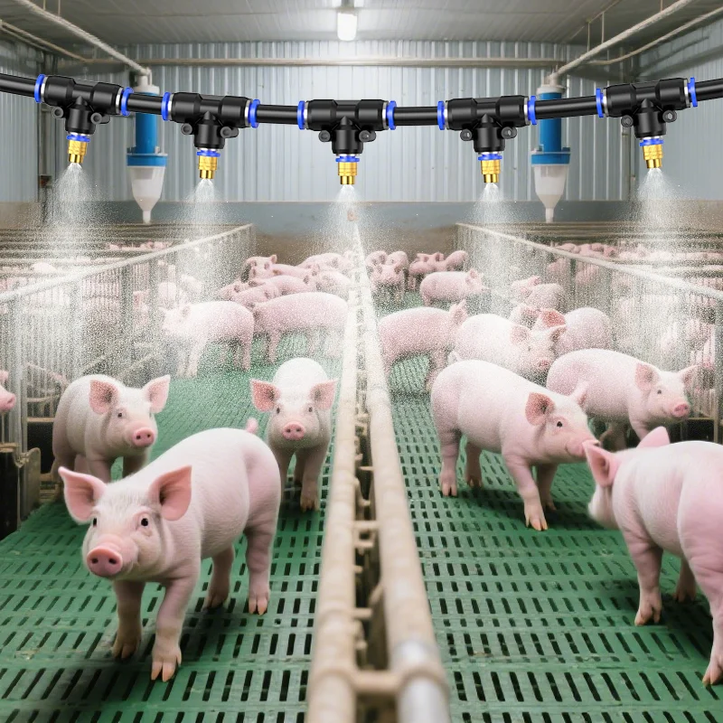 

spray system Spray nozzle disinfection for pig, cattle, duck and chicken house Farm Automatic timing spray cooling equipment