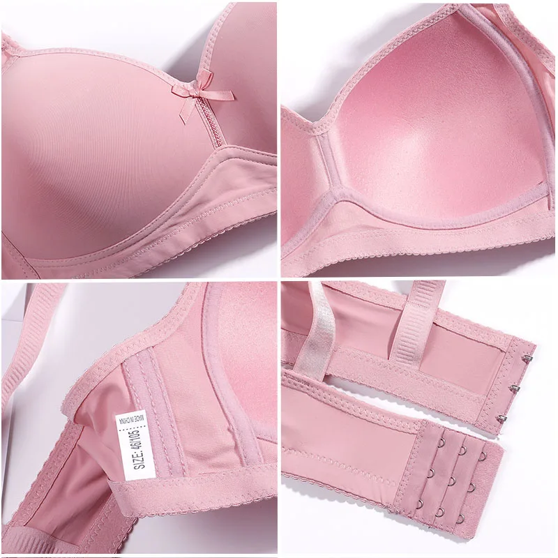 Solid Color 42-52 C D Cup Underwear Bra Women Middle Age Bras Plus Size Bowknots Bralette Top Large Size Brassiere Lingerie