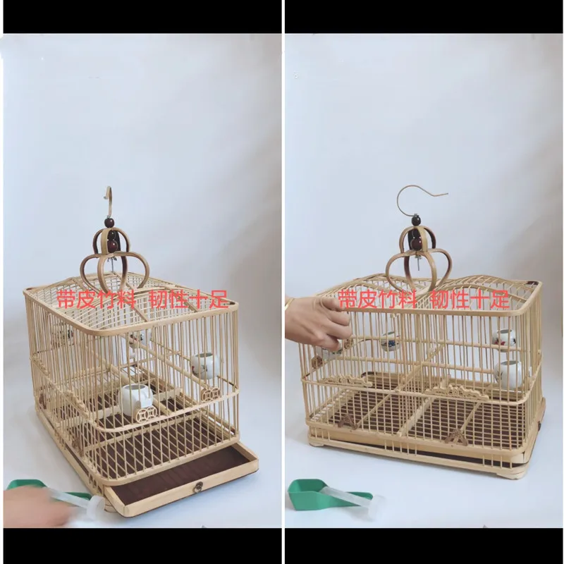 Bamboo bird cage Daquan row cage Jade bird Soybean bamboo bird with handmade Acacia