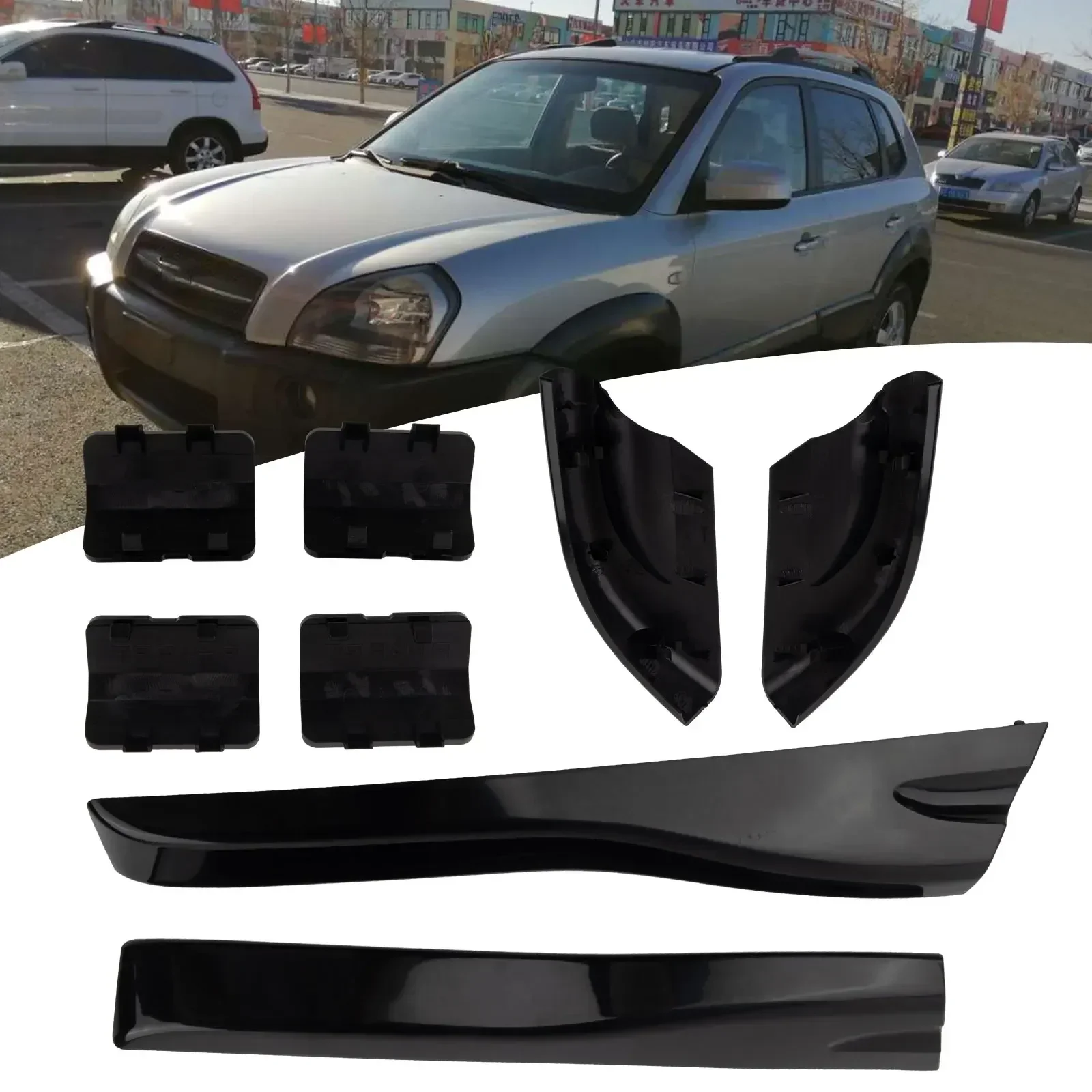 Cubierta protectora de riel para Hyundai Tucson 2004 2008, color negro, añade un toque de elegancia A tu vehículo