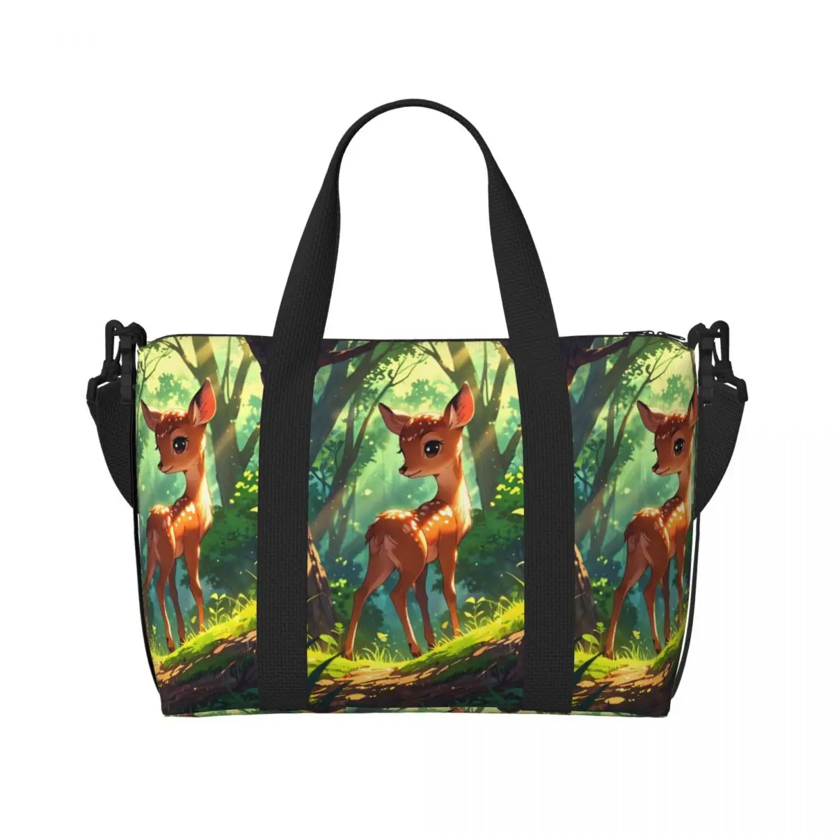 

Custom Bambi Tote Bag Women Large Capacity Kawaii Cartoon Anime Gym Beach Travel Bags