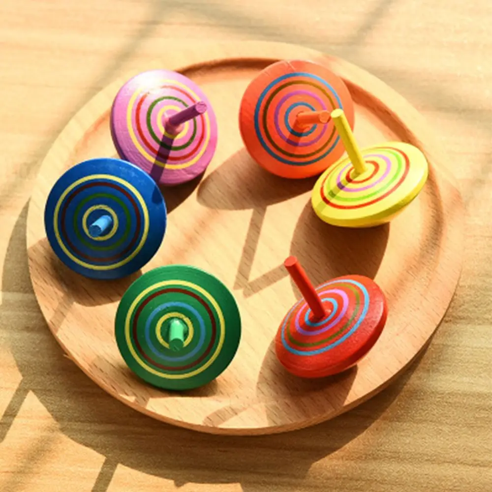 Exquisite Leisure Gift Children  Spinning Top Wooden Rotate Hand Spinning