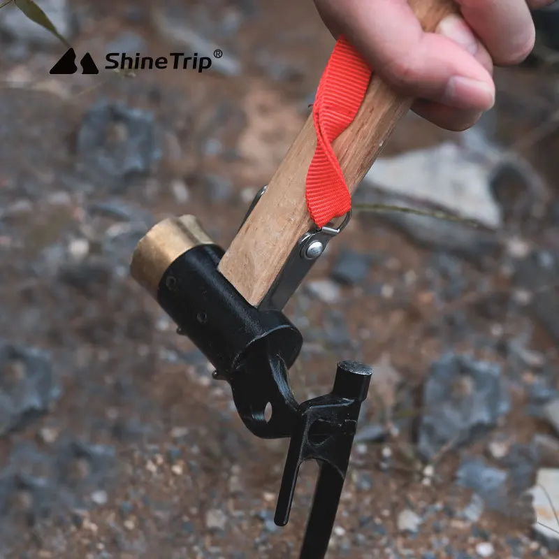 ShineTrip Outdoor Multi functional Camping Hammer Copper Hammer Camping Nail Hammer Tent Canopy Nail Puller Ground Nail Hammer